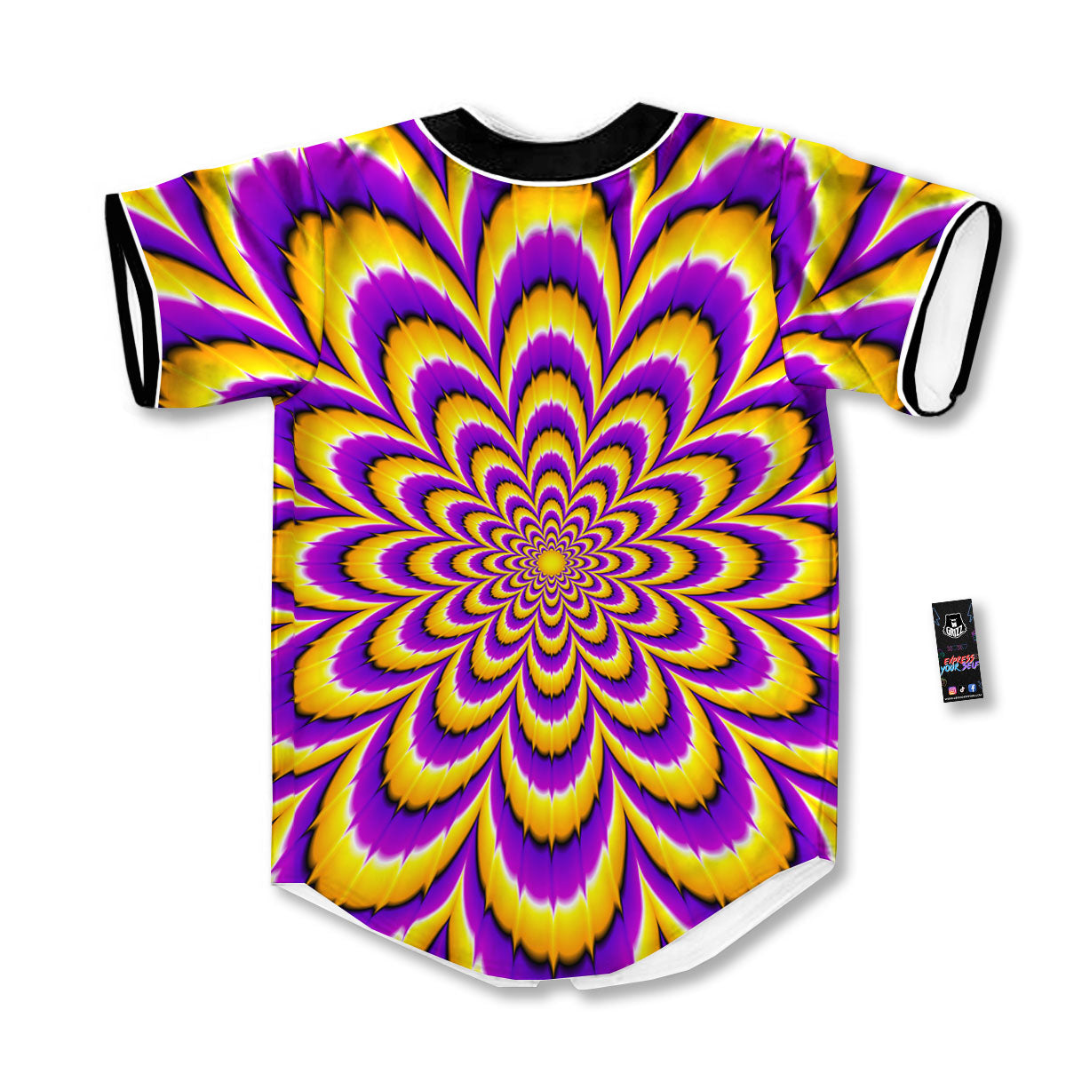 Moving Optical Yellow Flower Illusion Baseball Jersey-grizzshop