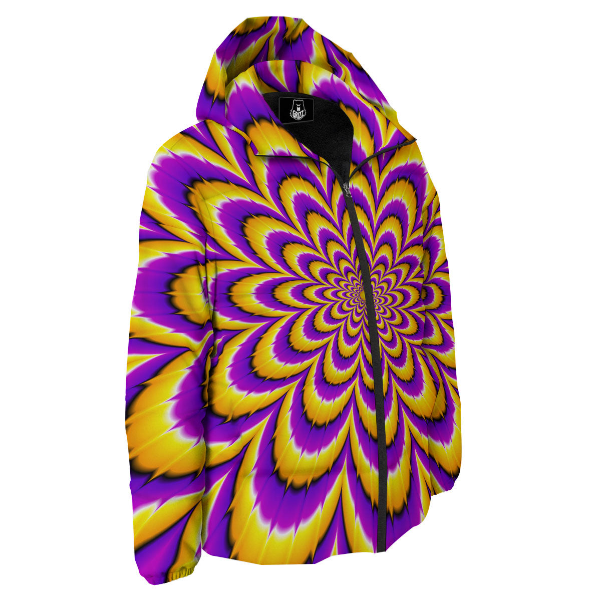Moving Optical Yellow Flower Illusion Down Jacket-grizzshop