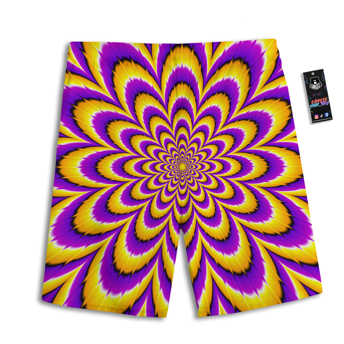 Moving Optical Yellow Flower Illusion Men's Athletic Shorts-grizzshop