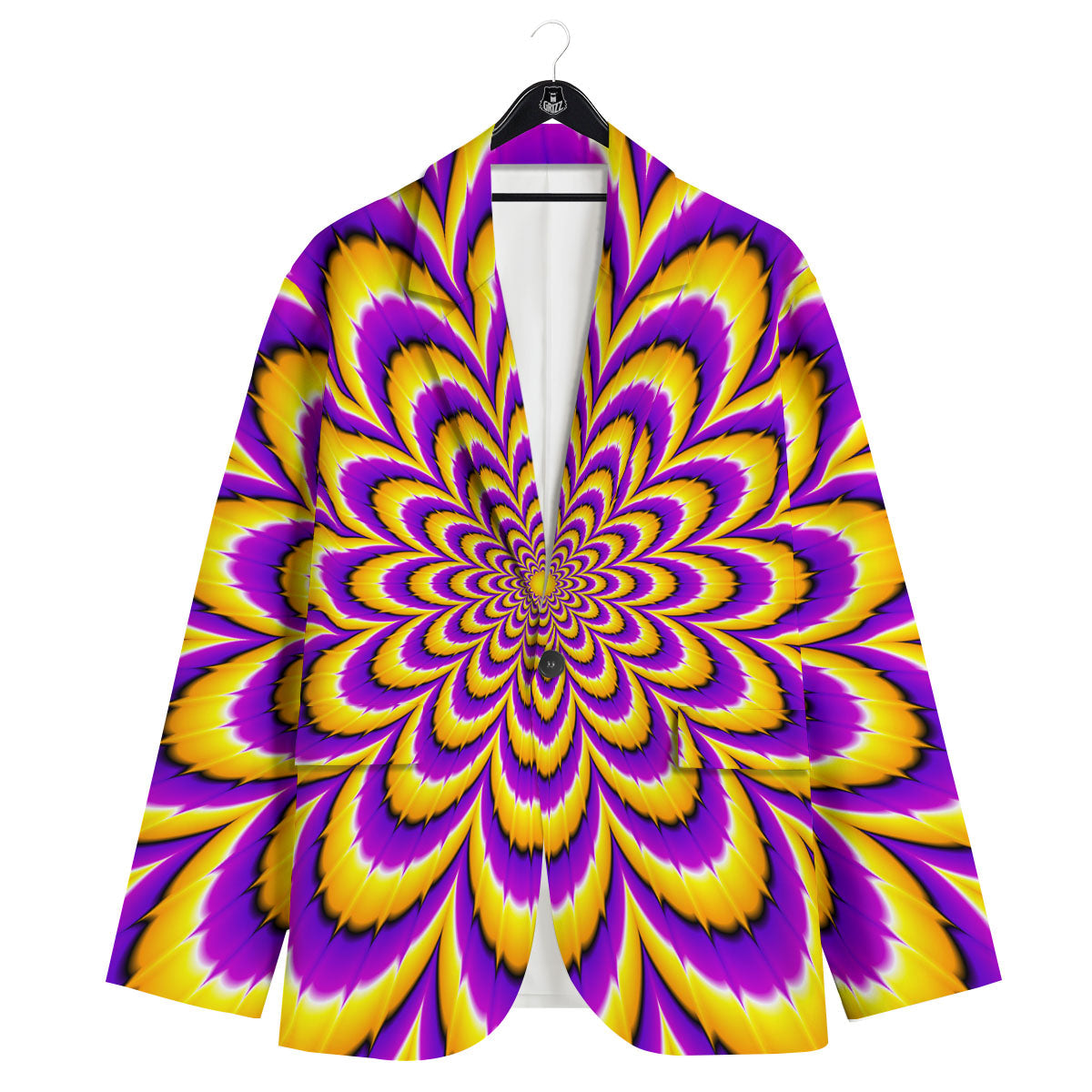 Moving Optical Yellow Flower Illusion Men's Sport Coat-grizzshop