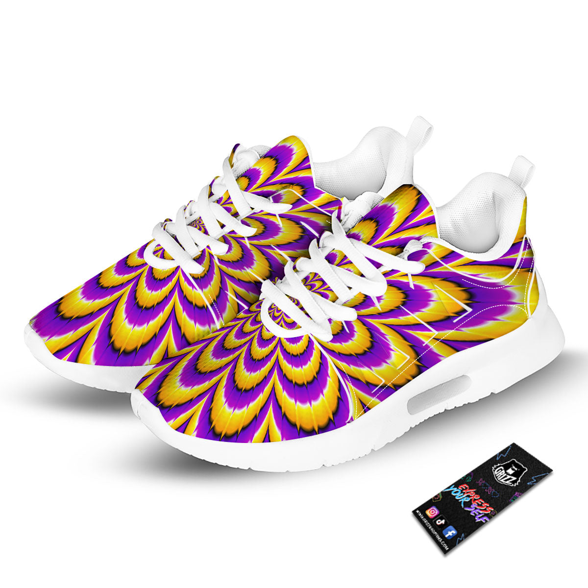 Moving Optical Yellow Flower Illusion Tennis Shoes-grizzshop