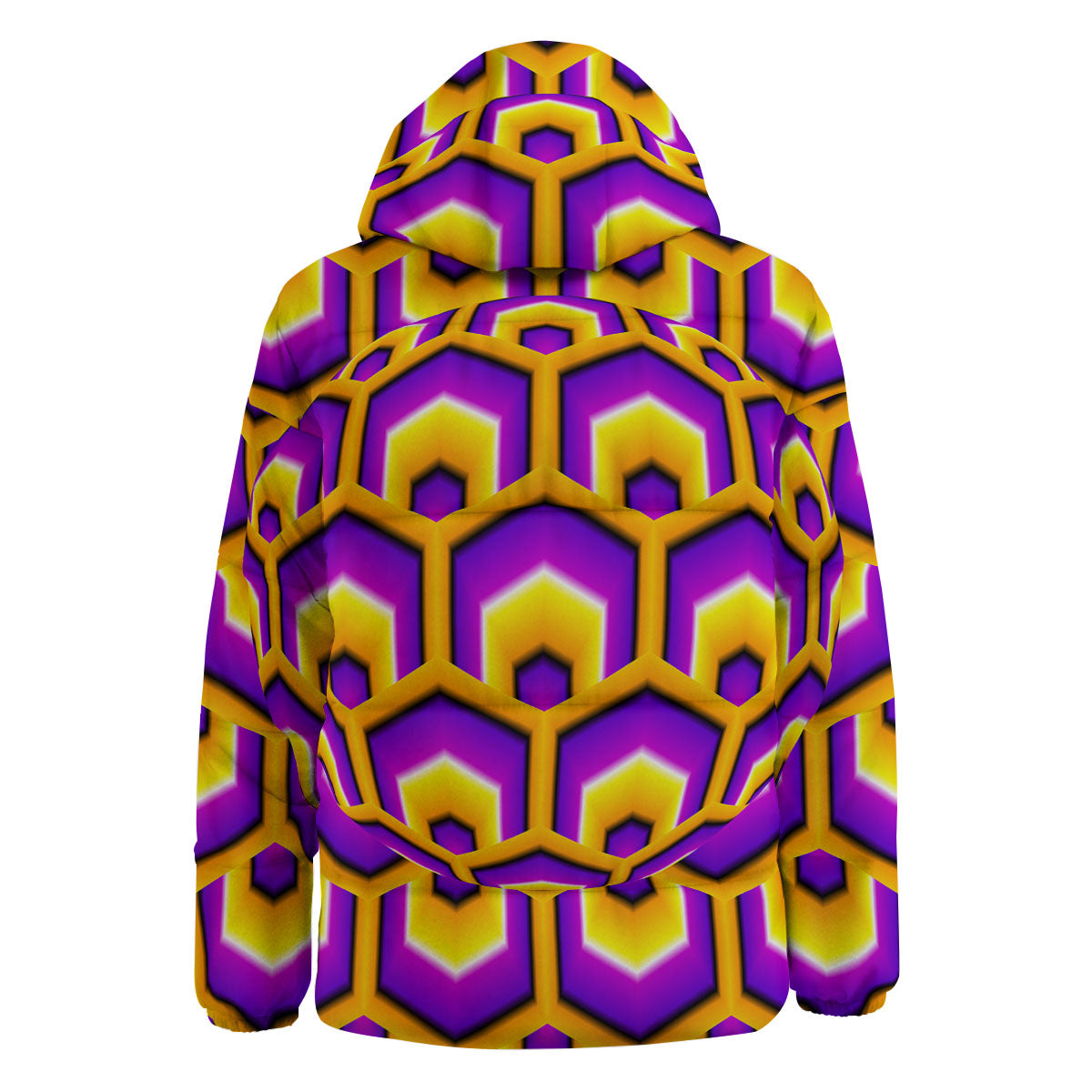 Moving Optical Yellow Hive Illusion Down Jacket-grizzshop