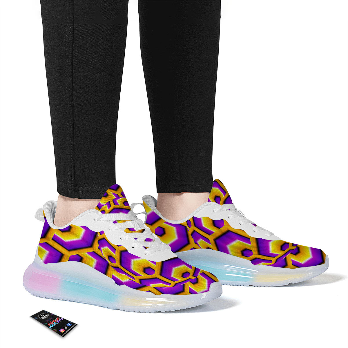 Moving Optical Yellow Hive Illusion Running Sneakers-grizzshop