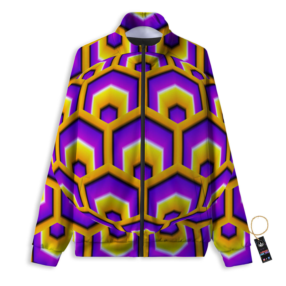Moving Optical Yellow Hive Illusion Track Jacket-grizzshop