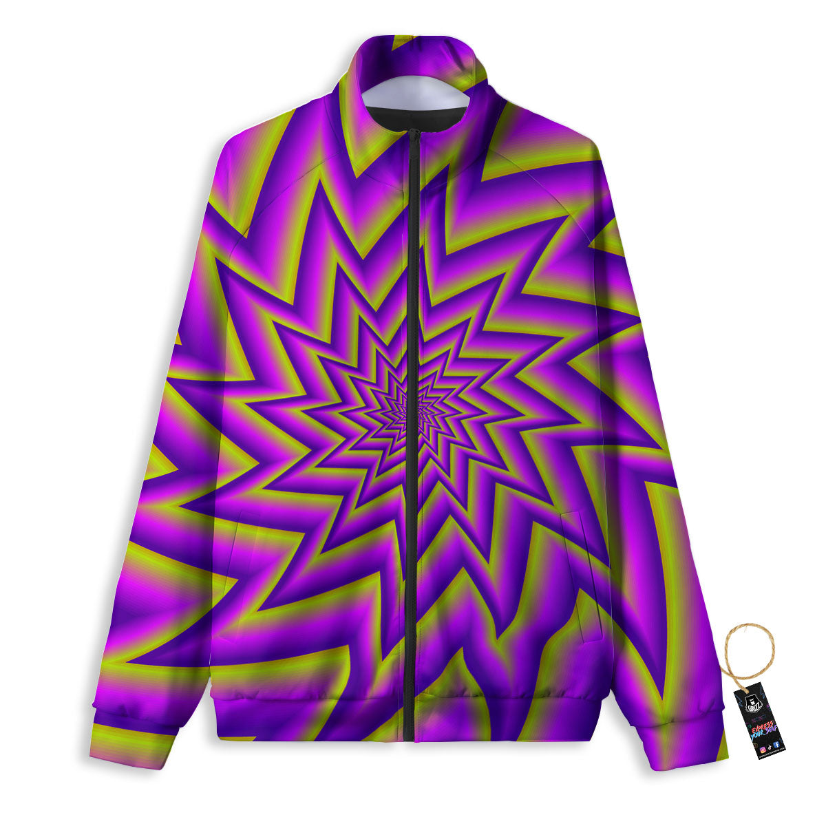 Moving Optical Yellow Twisted Illusion Track Jacket-grizzshop