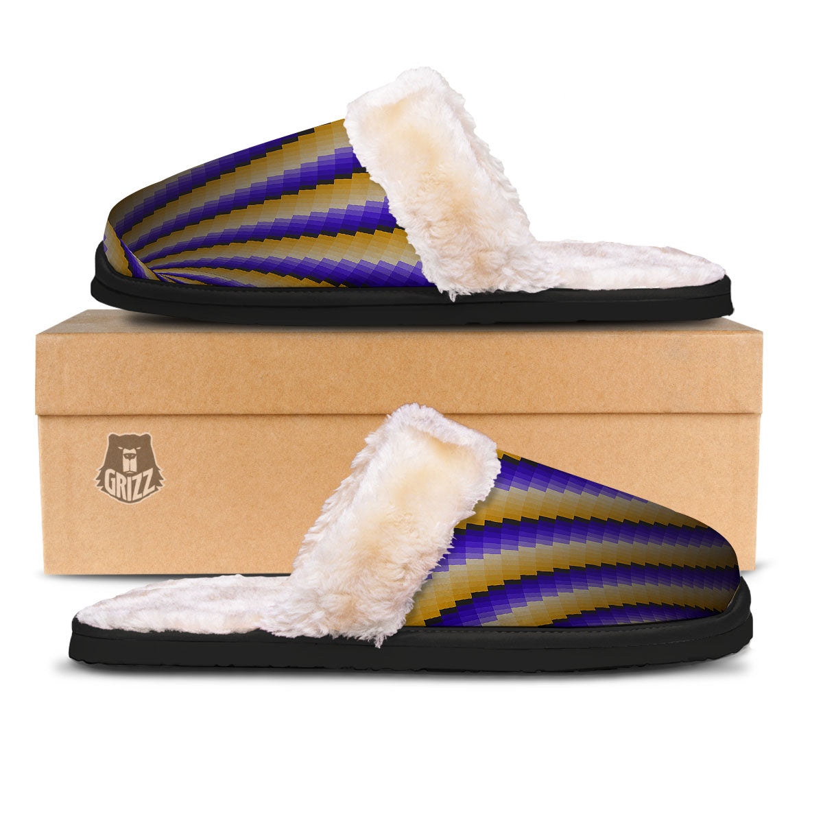 Moving Optical Yellow Vortex Illusion Slippers-grizzshop
