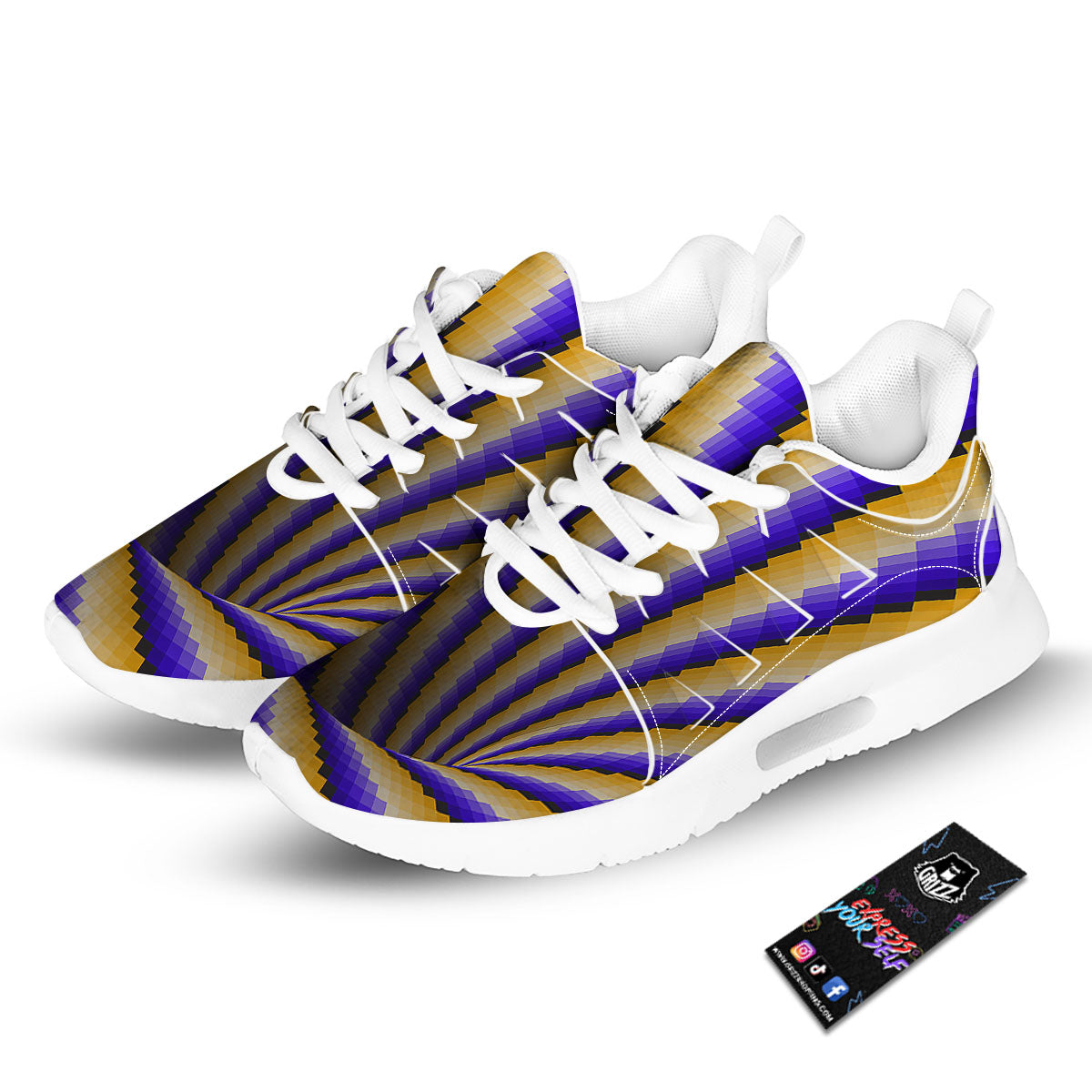 Moving Optical Yellow Vortex Illusion Tennis Shoes-grizzshop