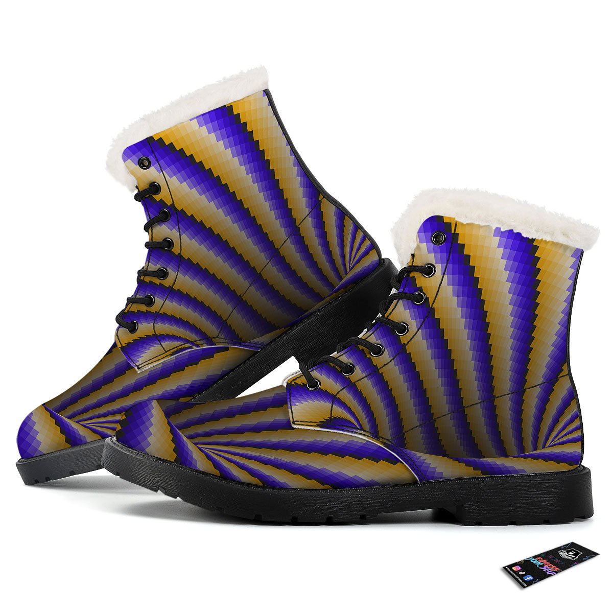 Moving Optical Yellow Vortex Illusion Winter Boots-grizzshop