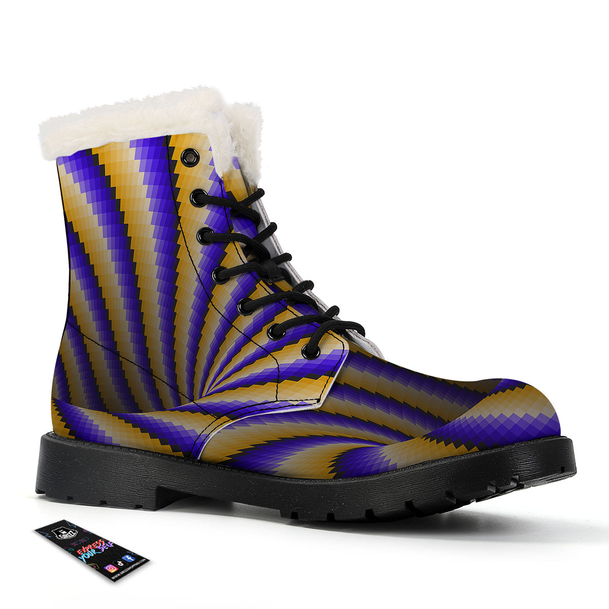 Moving Optical Yellow Vortex Illusion Winter Boots-grizzshop