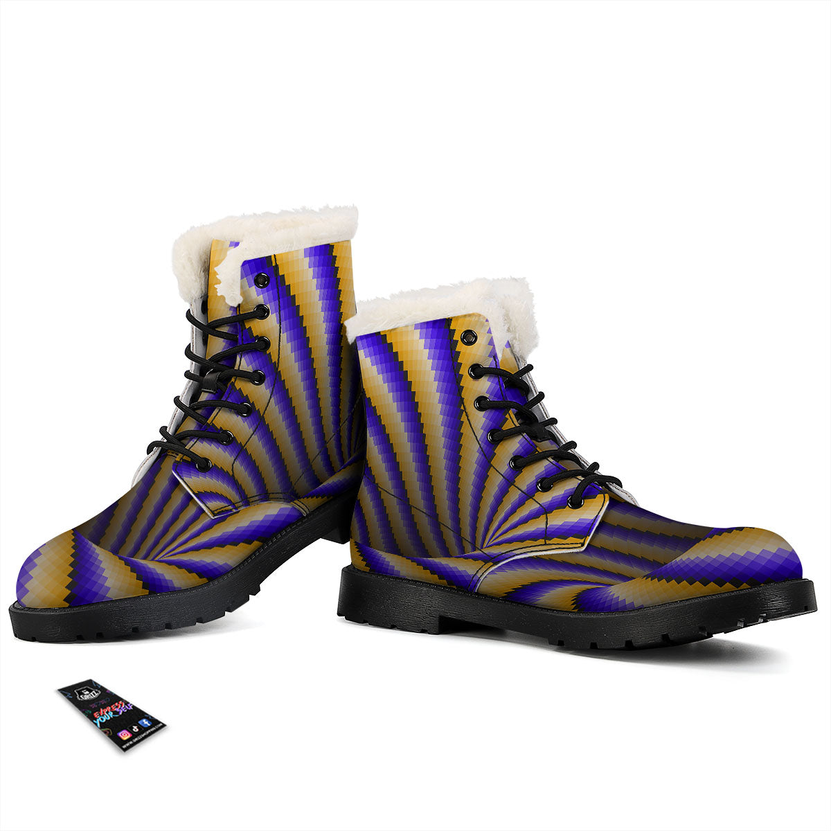 Moving Optical Yellow Vortex Illusion Winter Boots-grizzshop