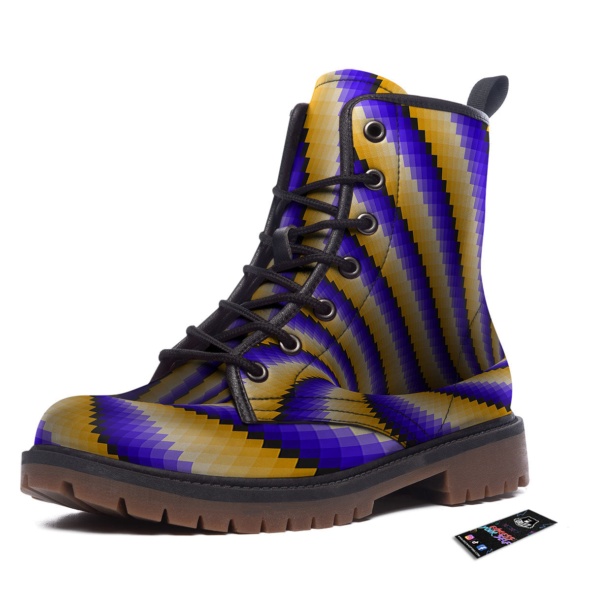 Moving Optical Yellow Vortex Illusion Work Boots-grizzshop