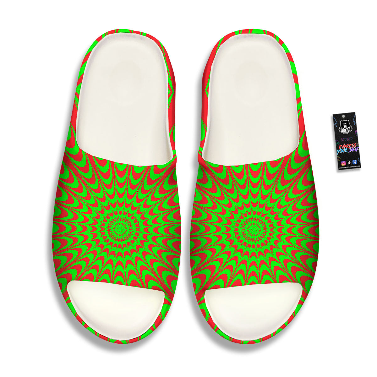 Moving Optical Illusion Green Red Wave Sandals-grizzshop