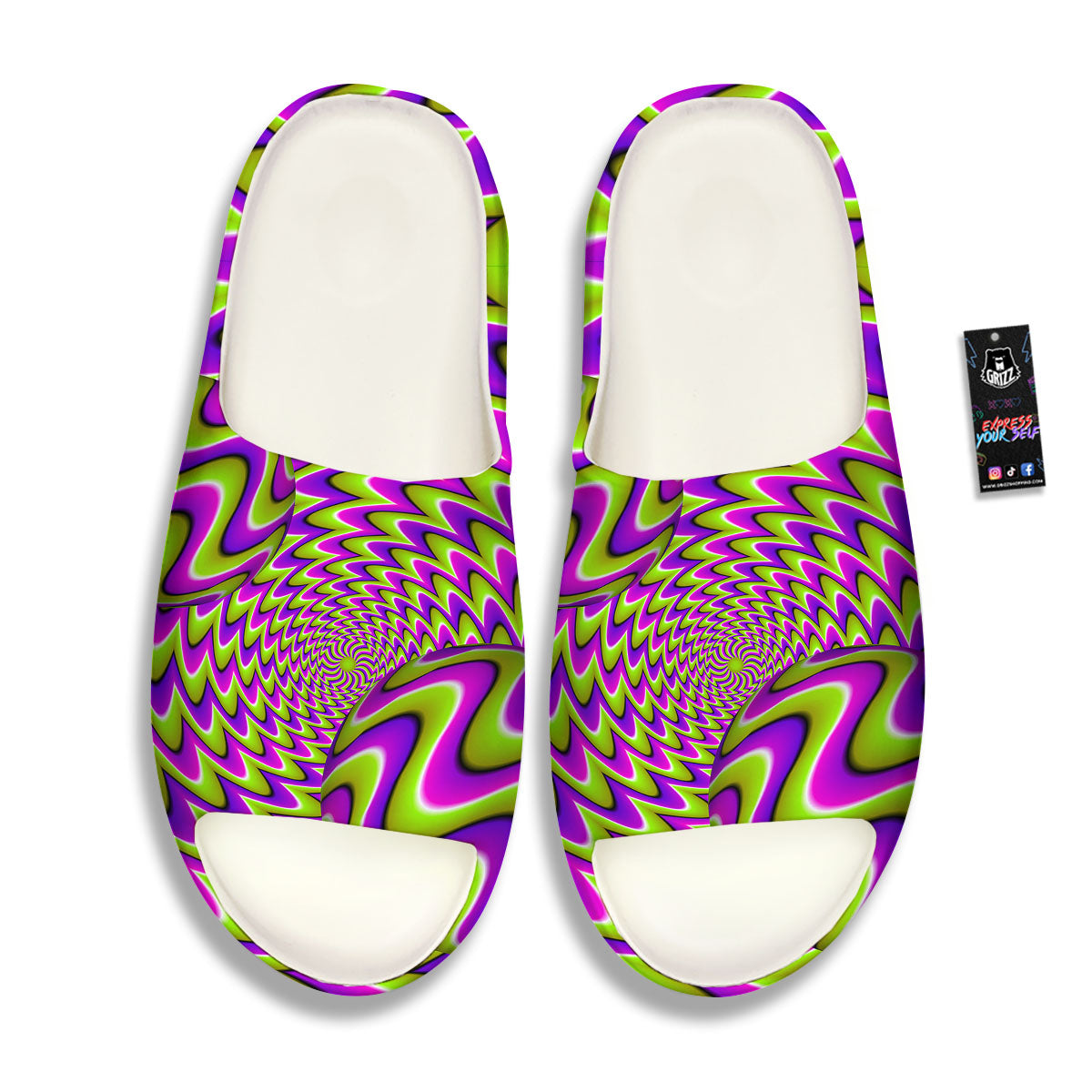 Moving Optical Illusion Green Twisted Sandals-grizzshop