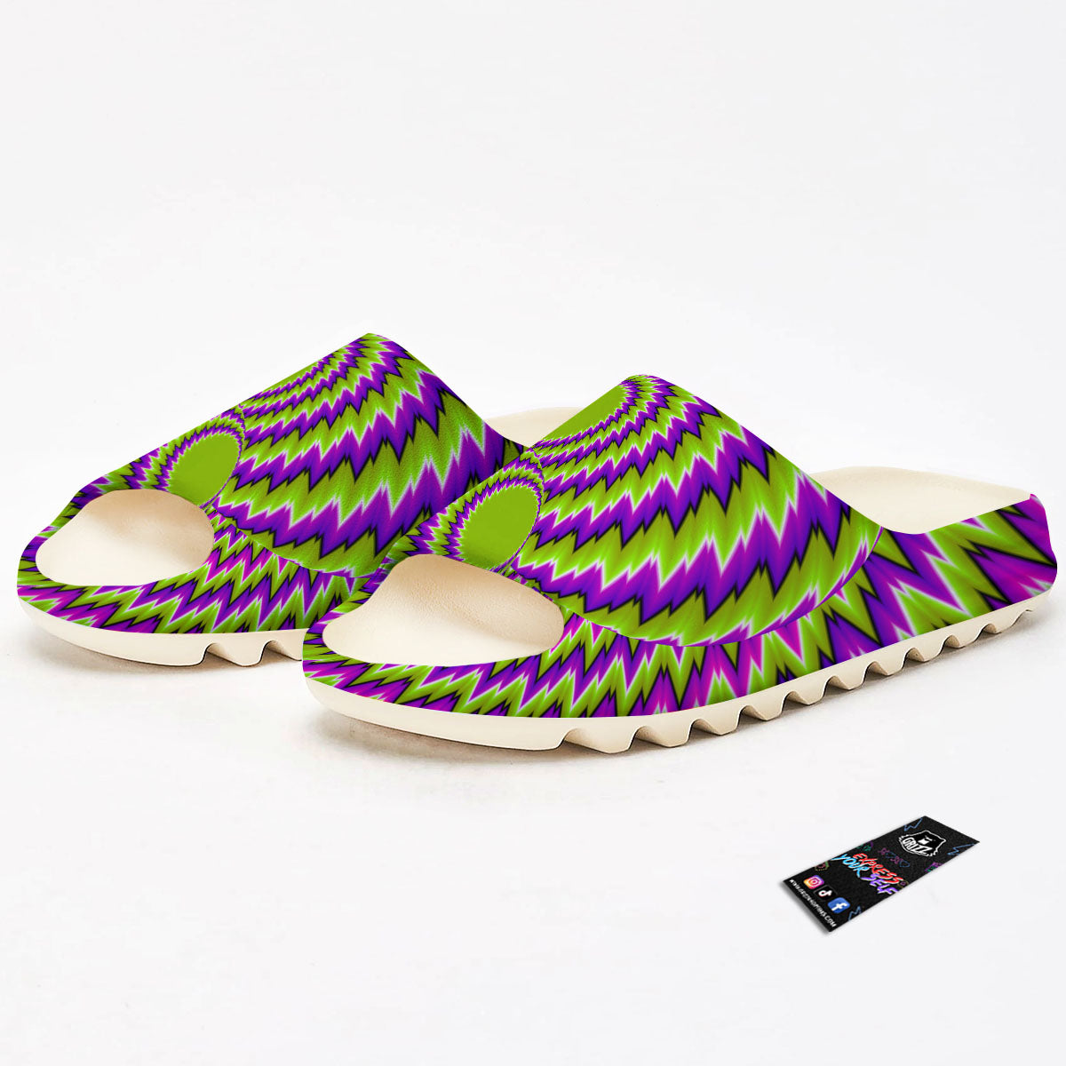 Moving Optical Illusion Green Vortex Sandals-grizzshop
