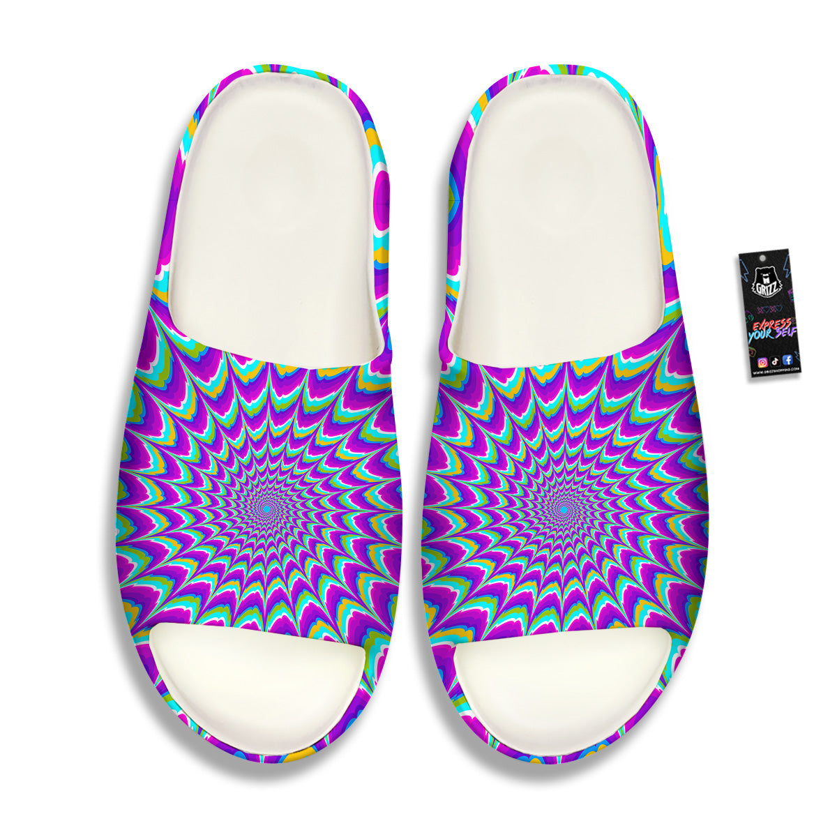 Moving Optical Illusion Purple Dizzy Sandals-grizzshop