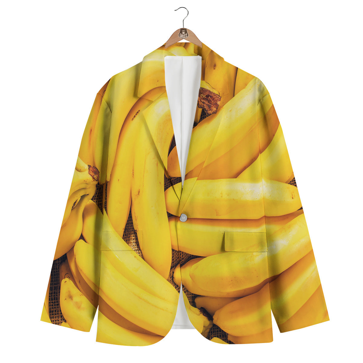 Multi Banana Pattern Print Men's Blazer-grizzshop