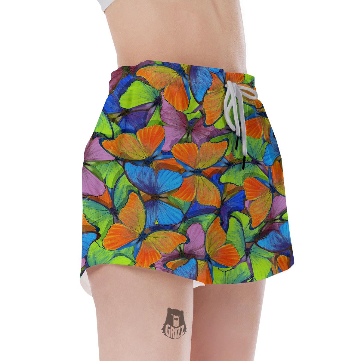 Multicolor Butterfly Print Women's Shorts-grizzshop