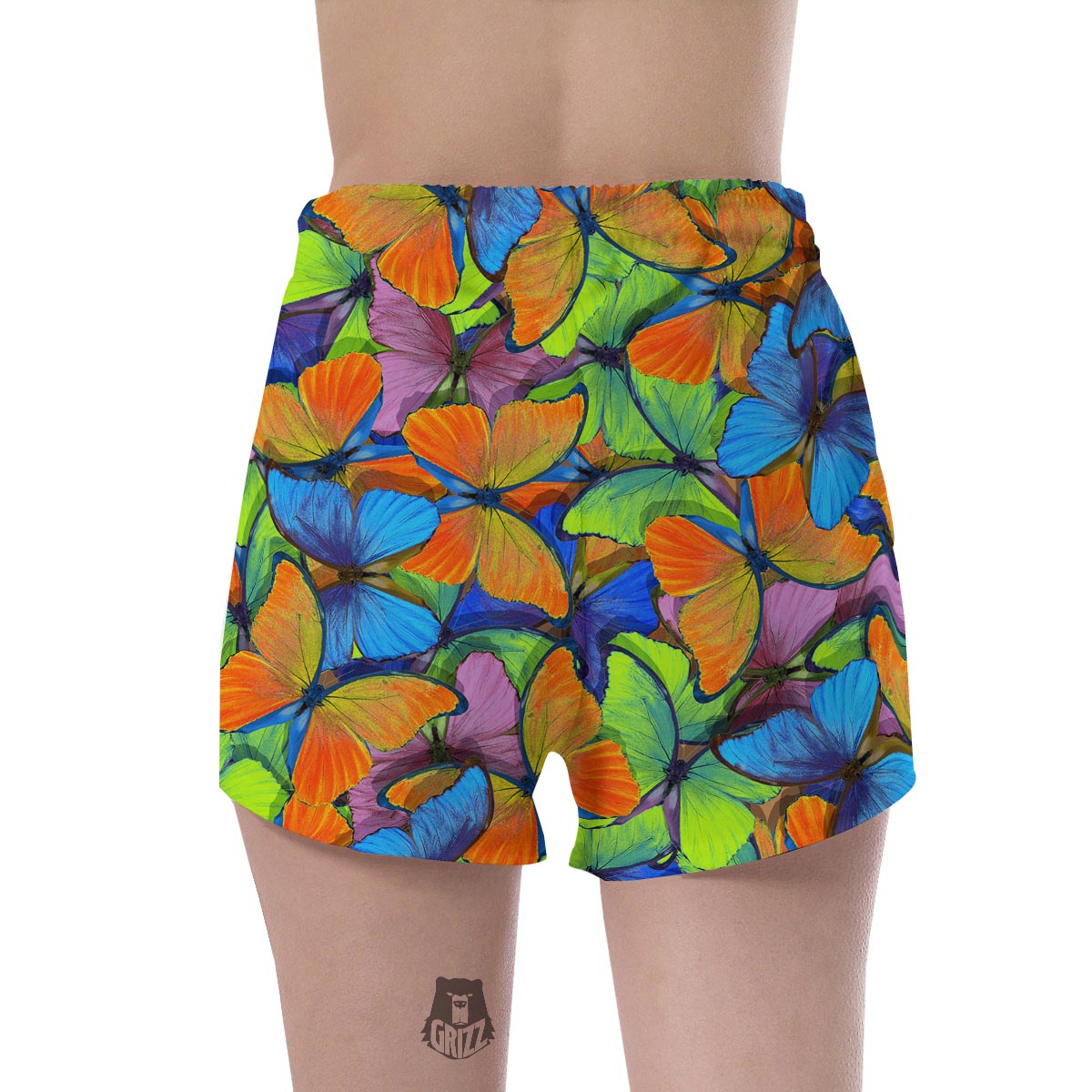Multicolor Butterfly Print Women's Shorts-grizzshop