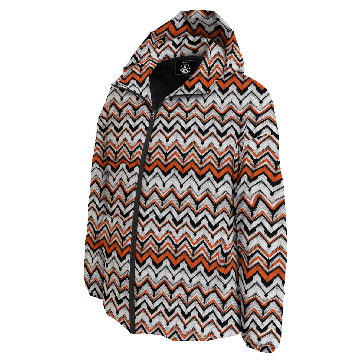Multicolor Hand Drawn Zigzag Print Down Jacket-grizzshop