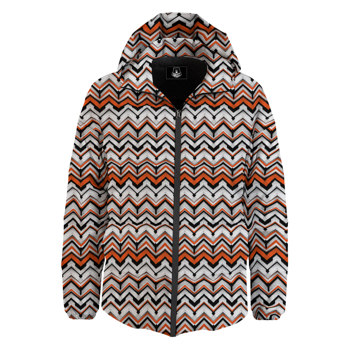 Multicolor Hand Drawn Zigzag Print Down Jacket-grizzshop