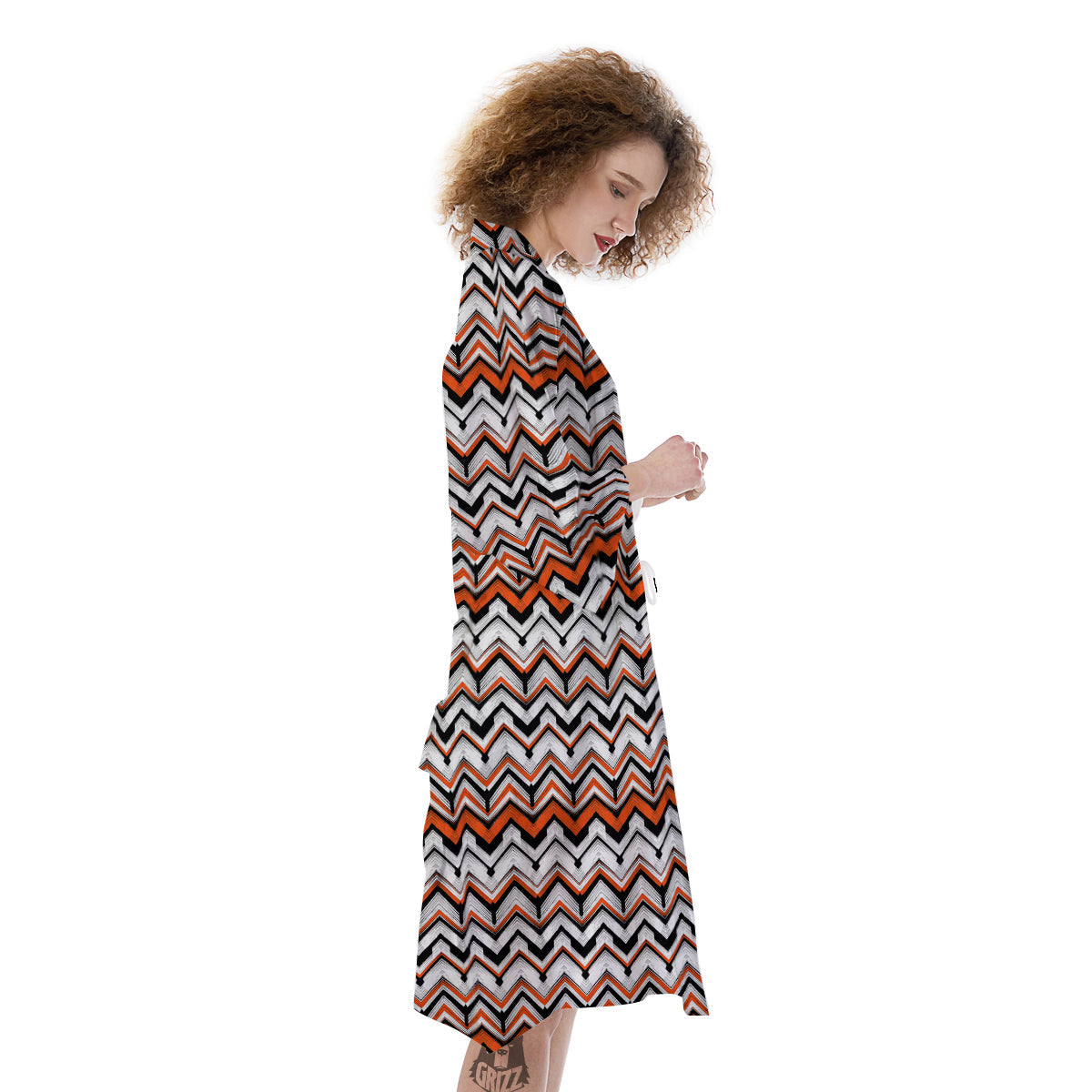 Multicolor Hand Drawn Zigzag Print Kimono-grizzshop