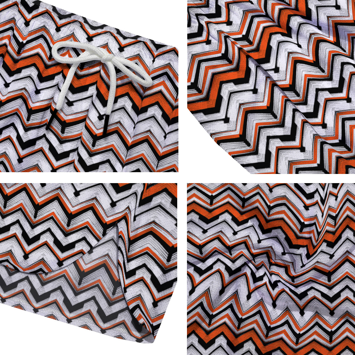Multicolor Hand Drawn Zigzag Print Men's Running Shorts-grizzshop