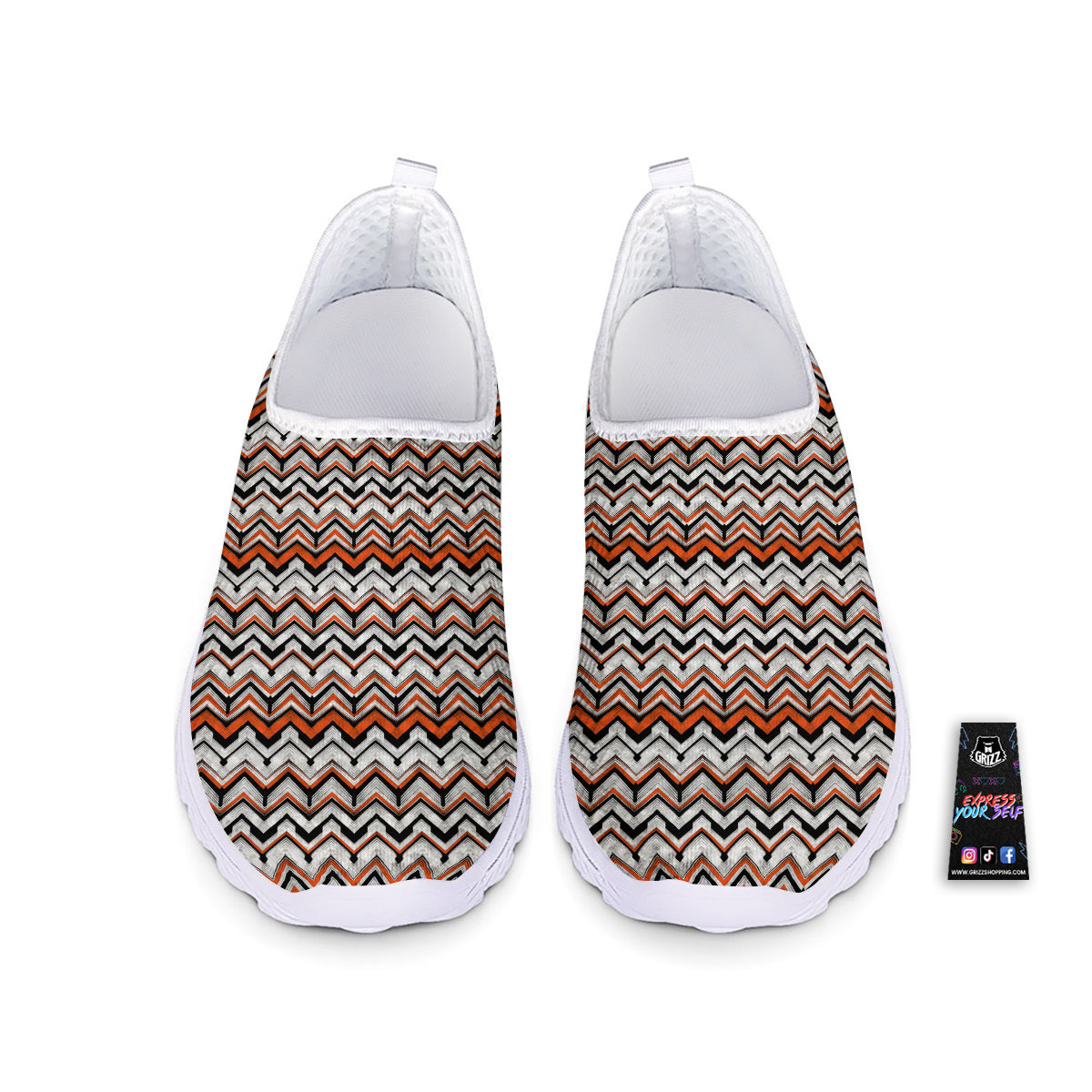Multicolor Hand Drawn Zigzag Print Nurse Shoes-grizzshop