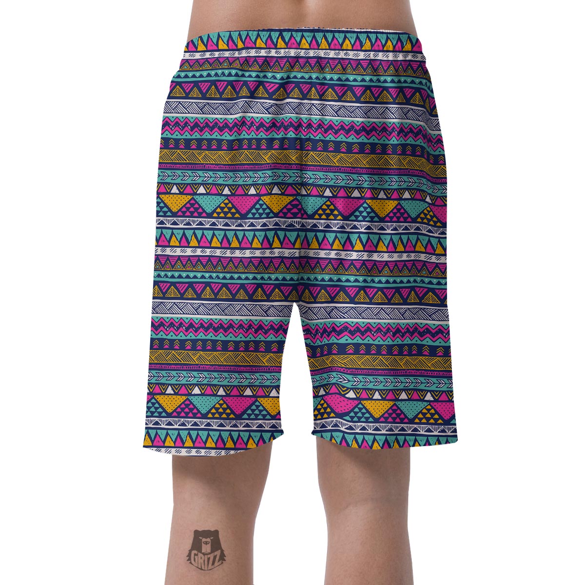 Multicolor Indian Aztec Geometric Art Men's Shorts-grizzshop