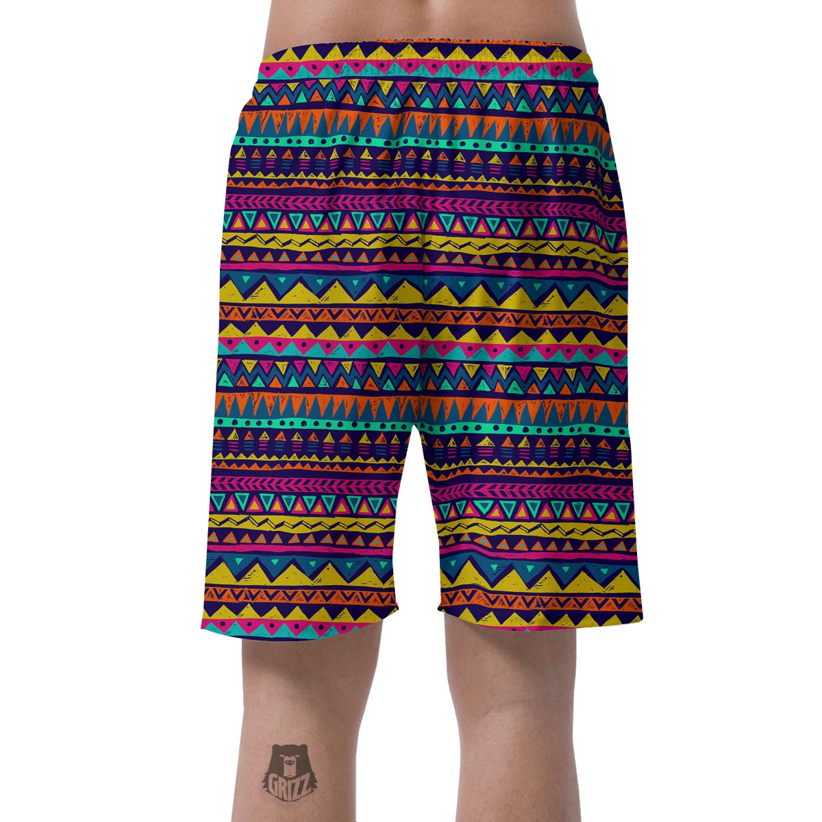 Multicolor Native Aztec Abstract Geometric Men's Shorts-grizzshop