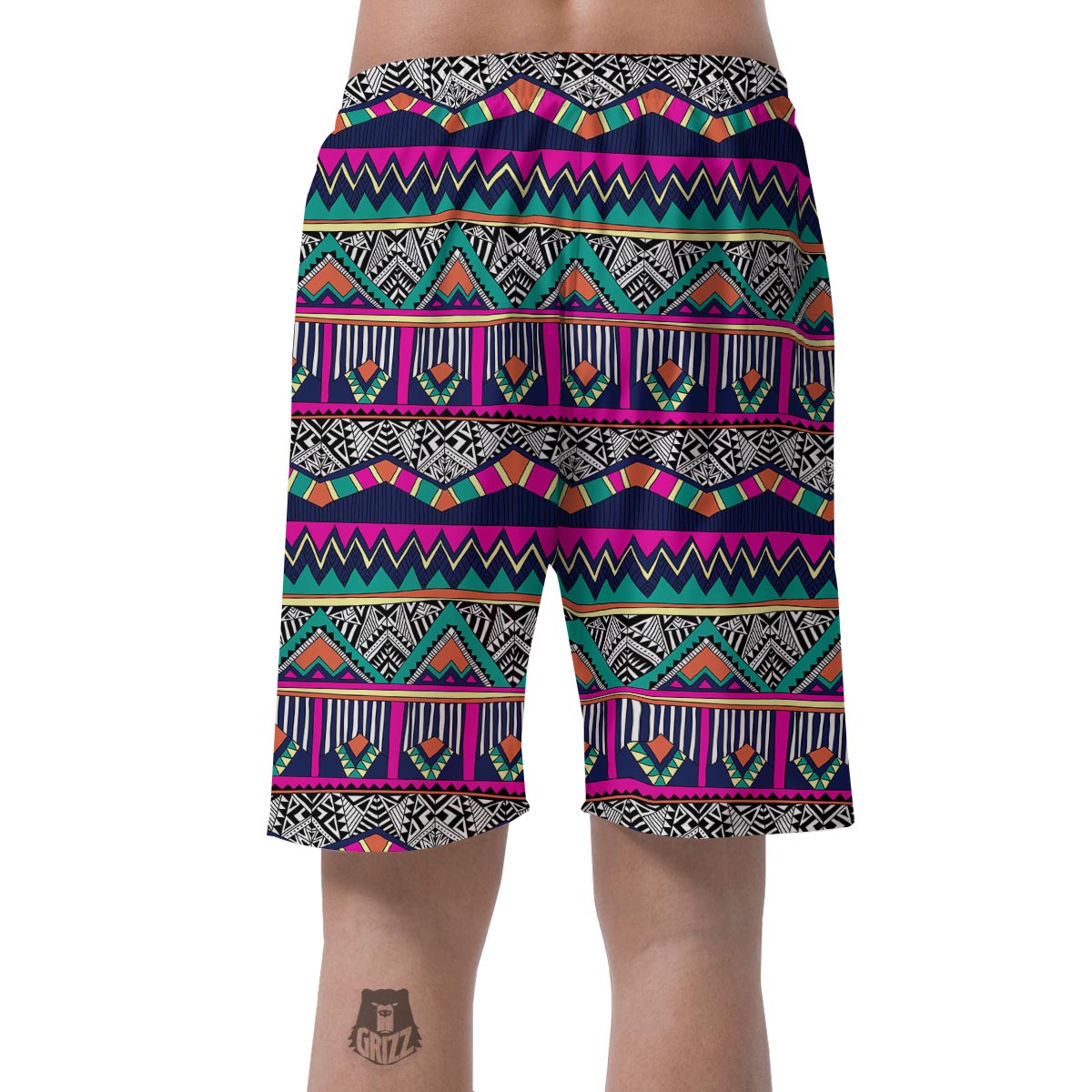 Multicolor Native Aztec Doodle Abstract Men's Shorts-grizzshop