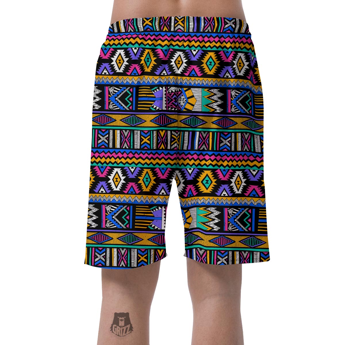 Multicolor Native Aztec Doodle Element Men's Shorts-grizzshop