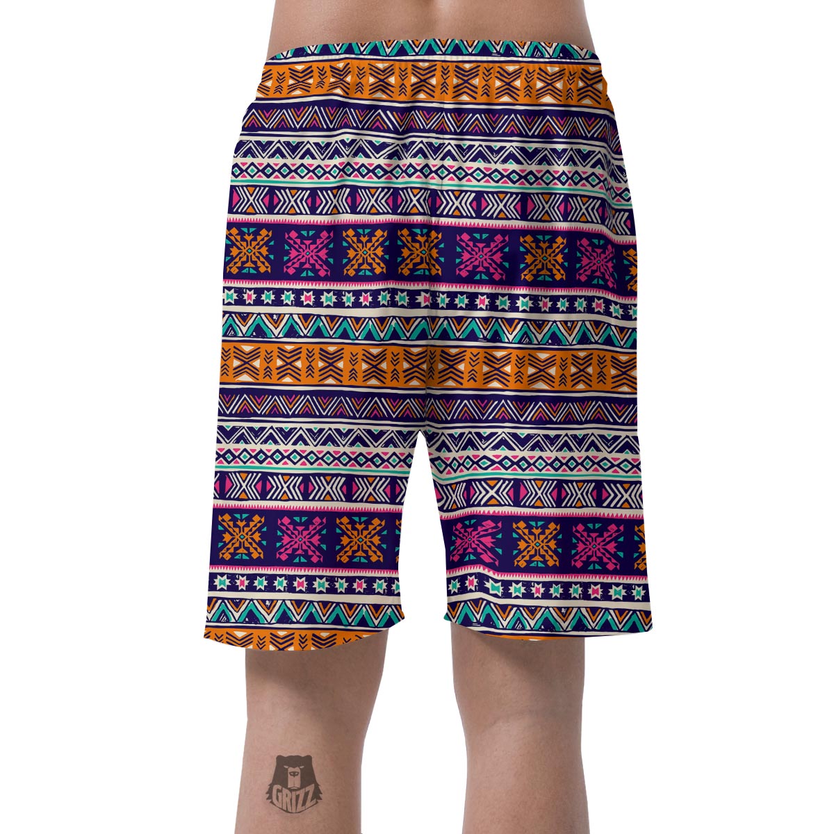 Multicolor Native Aztec Geometric Hipster Men's Shorts-grizzshop