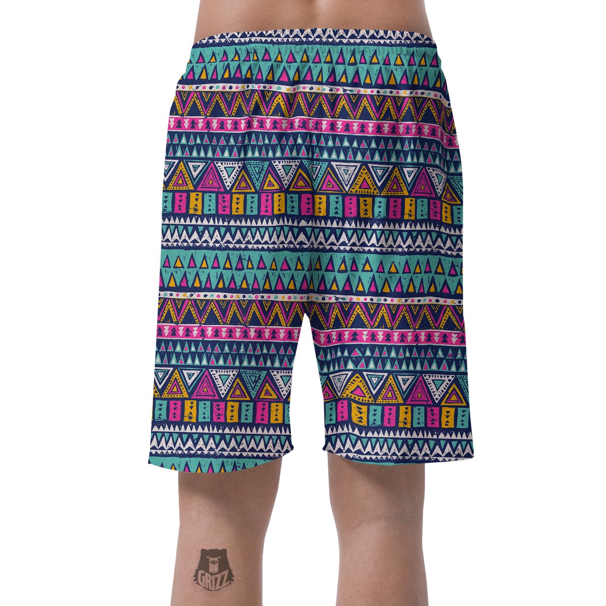 Multicolor Native Aztec Trippy Striped Men's Shorts-grizzshop