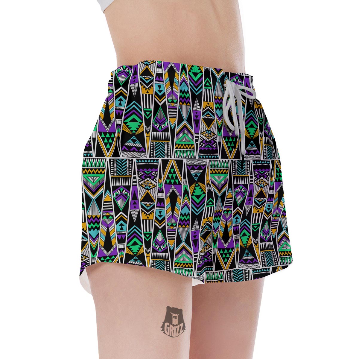 Multicolor Native Aztec Vintage Trippy Women's Shorts-grizzshop