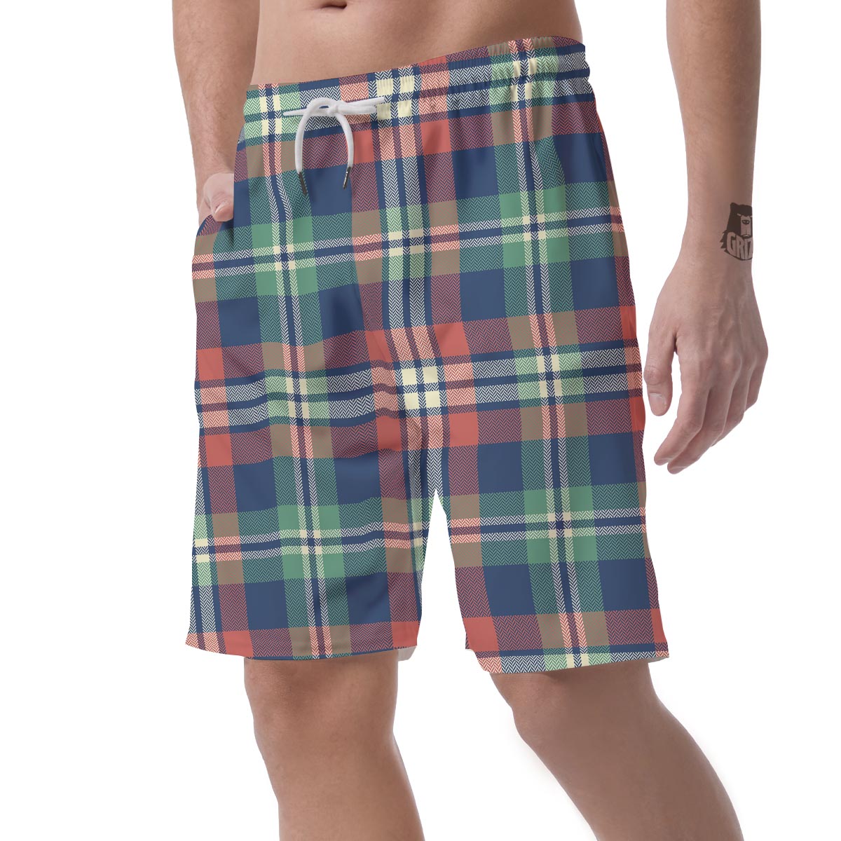 Multicolor Plaid Tartan Men's Shorts-grizzshop