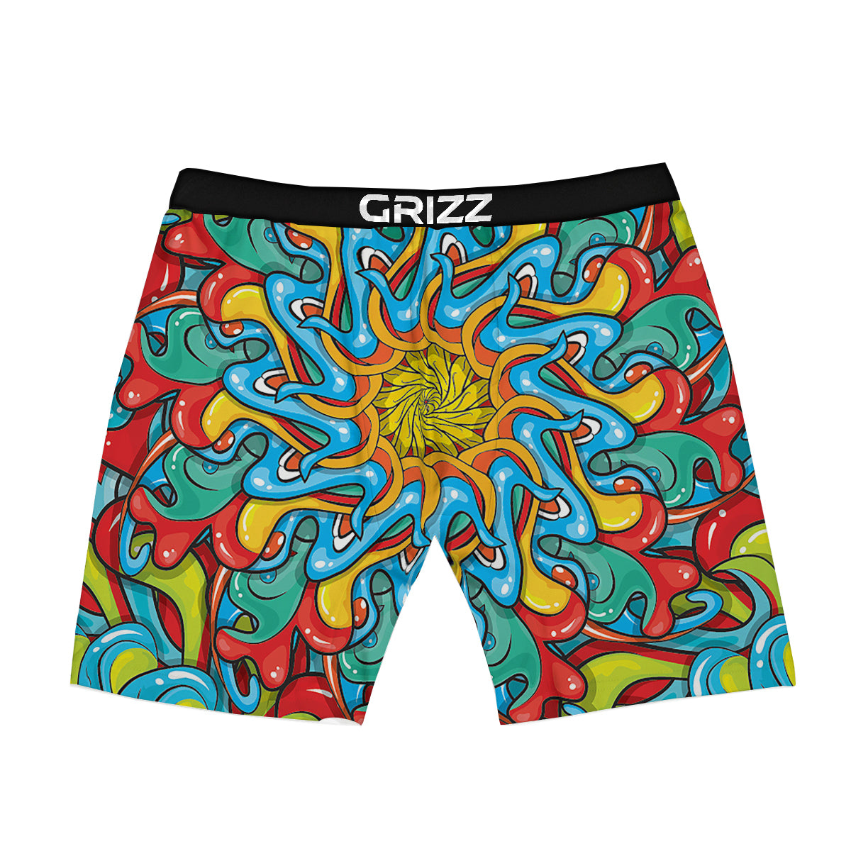 Multicolor Psychedelic Hippie Print Boxer Briefs-grizzshop