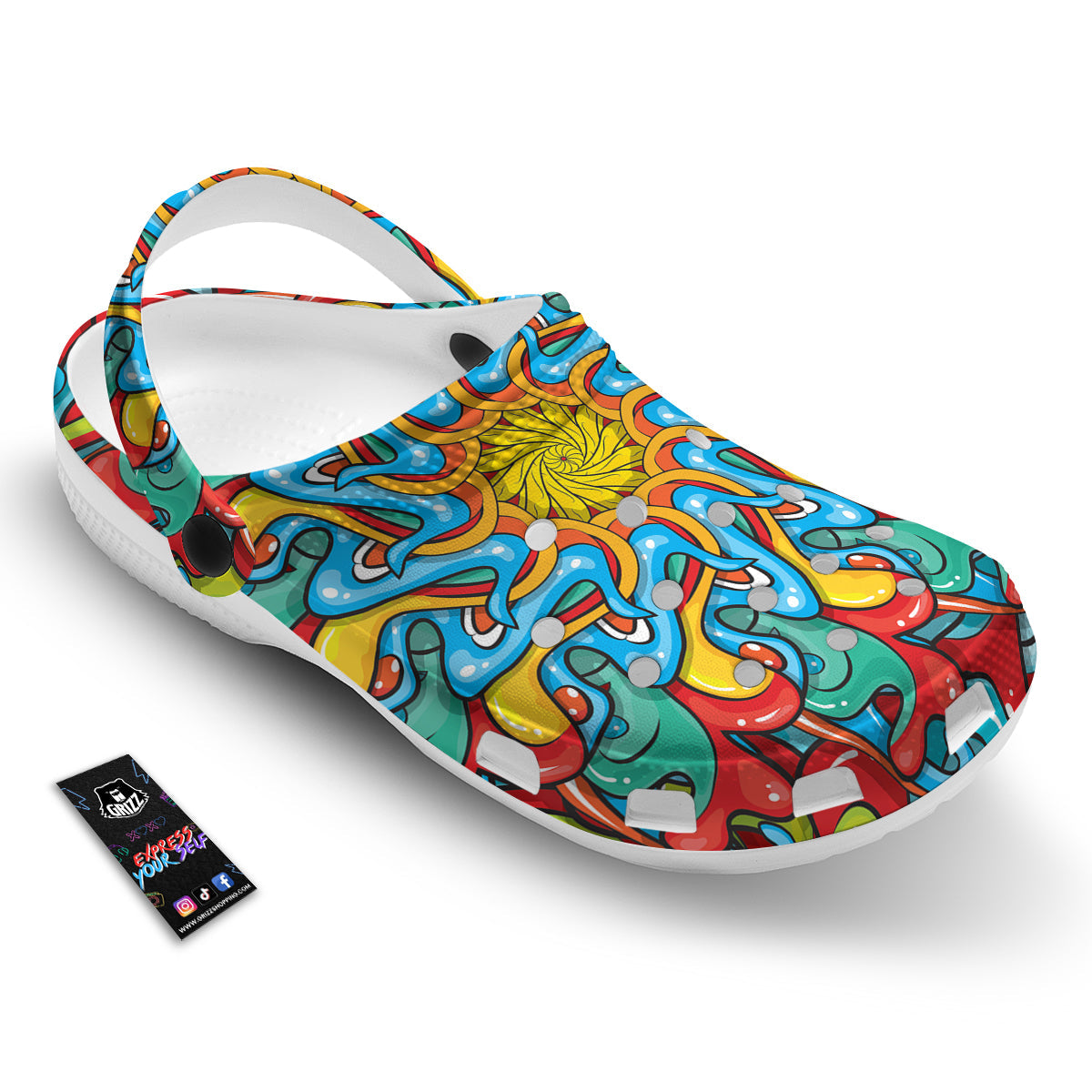 Multicolor Psychedelic Hippie Print Clog-grizzshop
