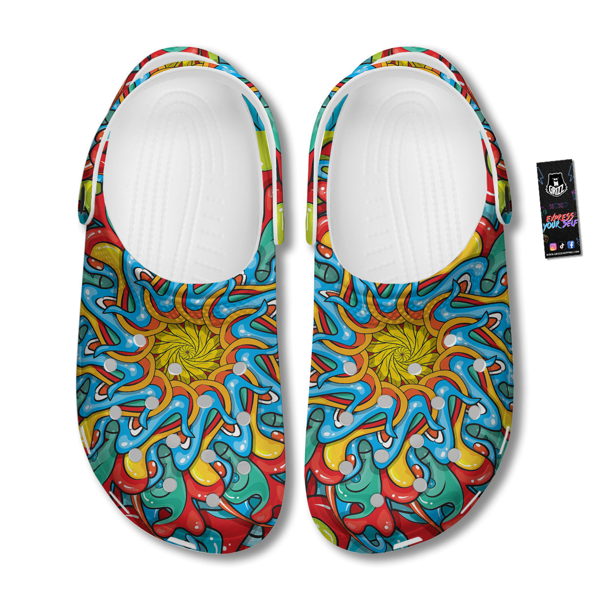 Multicolor Psychedelic Hippie Print Clog-grizzshop