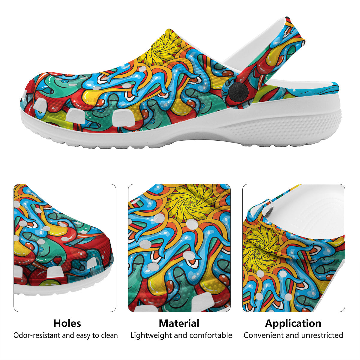 Multicolor Psychedelic Hippie Print Clog-grizzshop