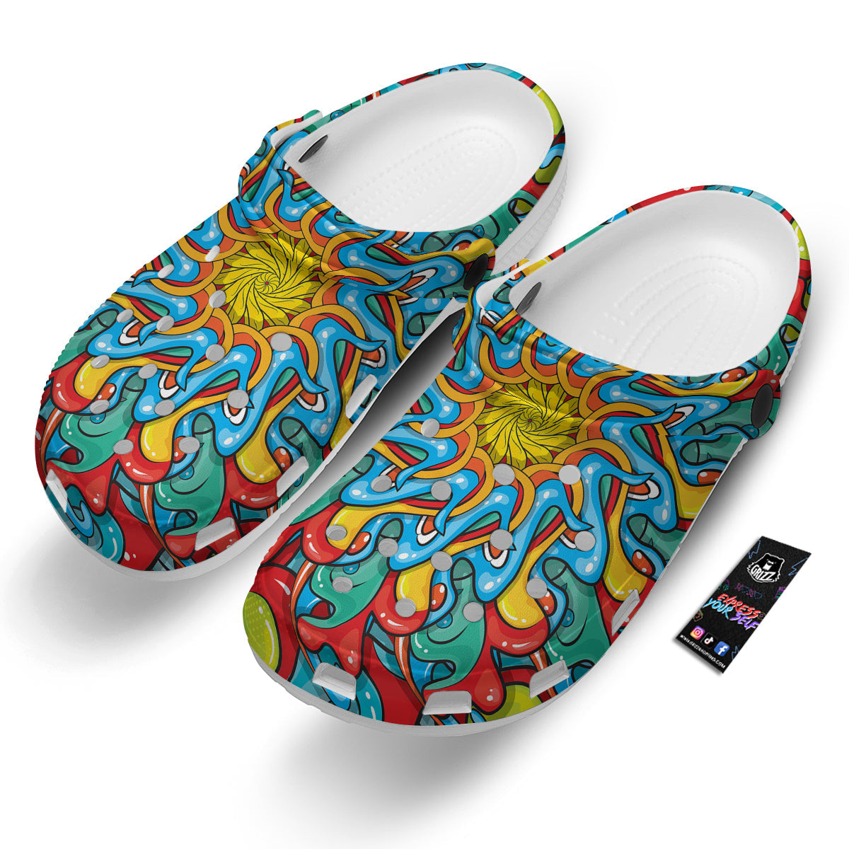 Multicolor Psychedelic Hippie Print Clog-grizzshop