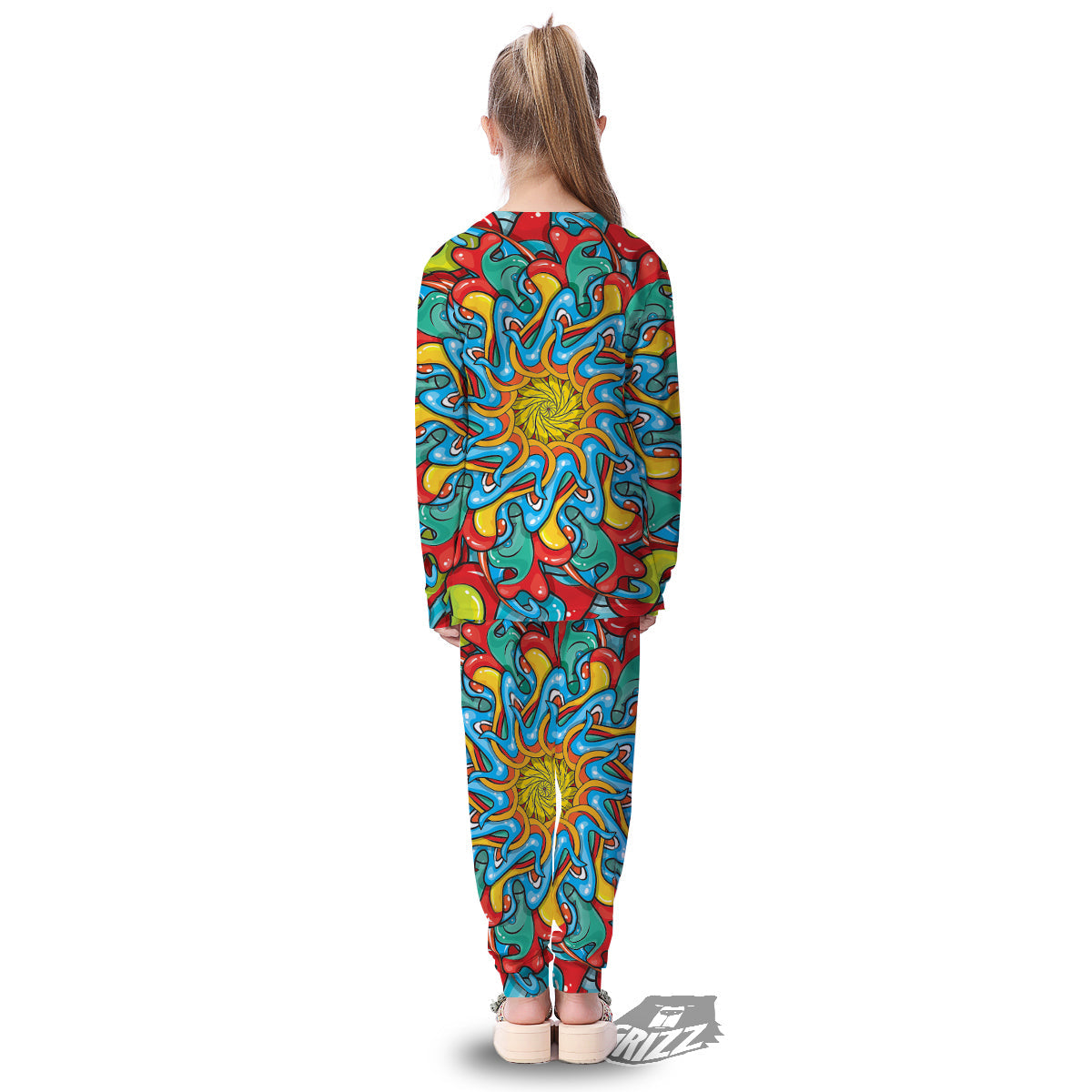 Multicolor Psychedelic Hippie Print Kid's Pajamas-grizzshop
