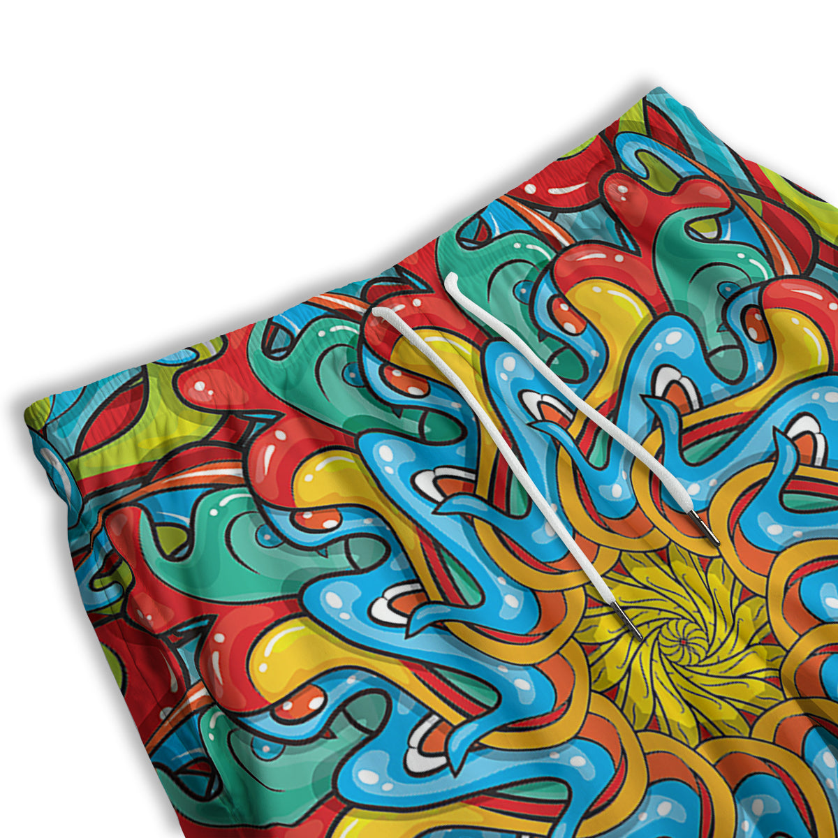 Multicolor Psychedelic Hippie Print Men's Athletic Shorts