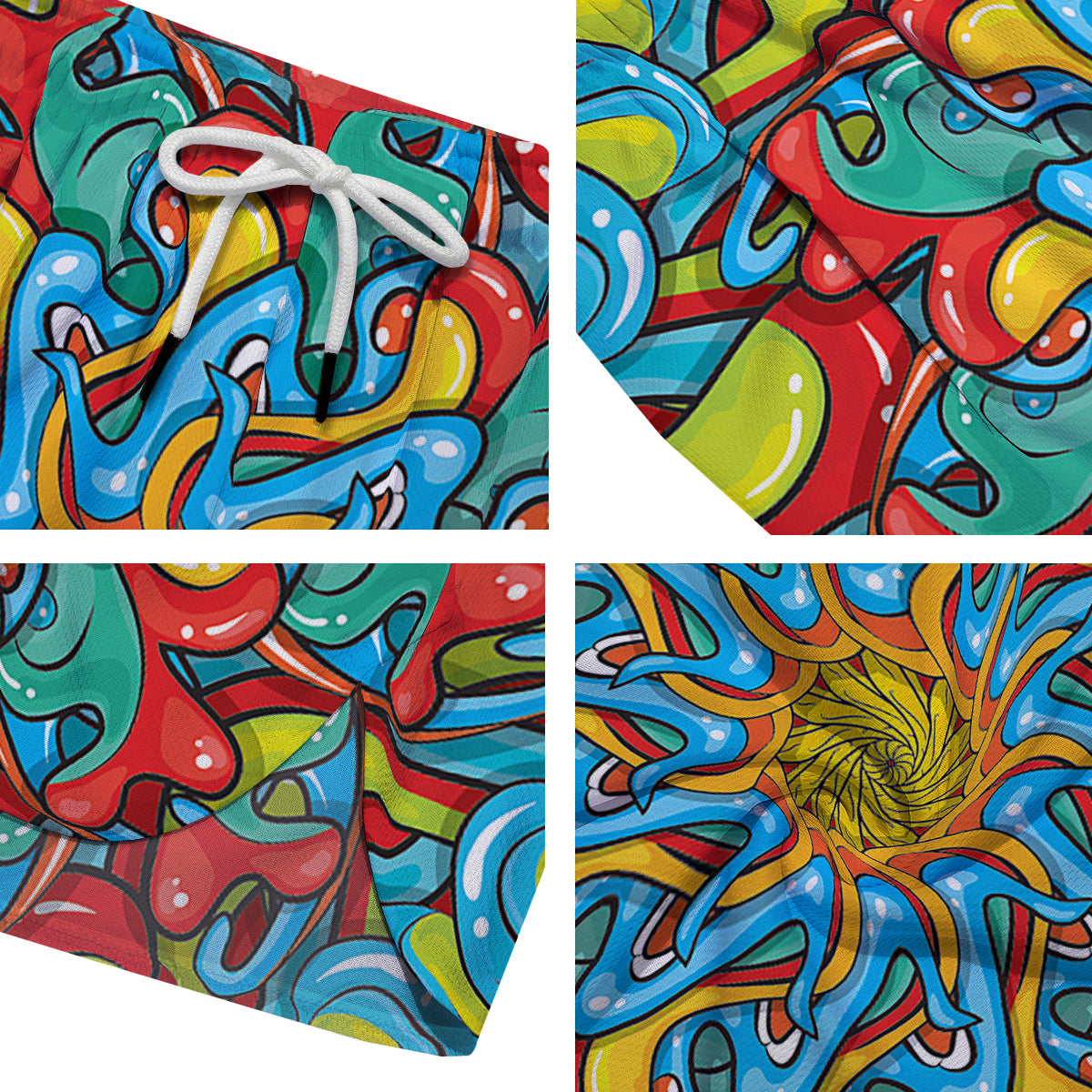Multicolor Psychedelic Hippie Print Men's Running Shorts-grizzshop