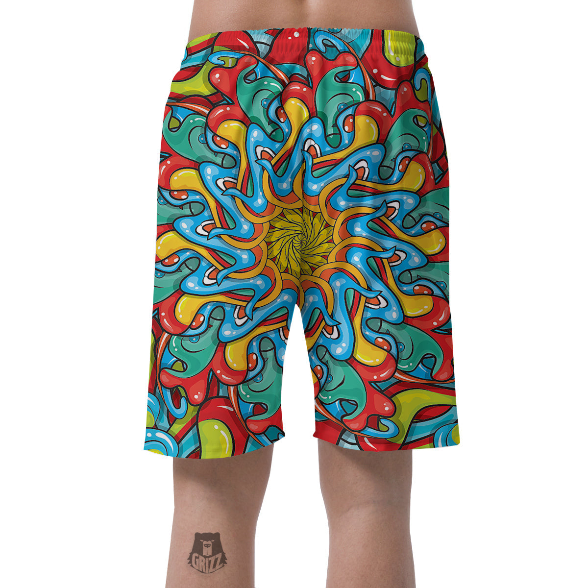 Multicolor Psychedelic Hippie Print Men's Shorts-grizzshop