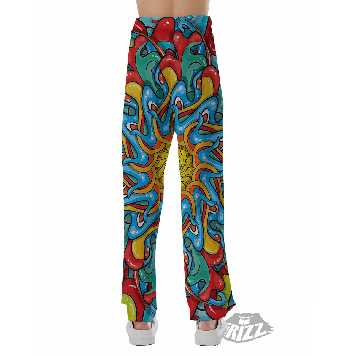 Multicolor Psychedelic Hippie Print Pajama Pants-grizzshop