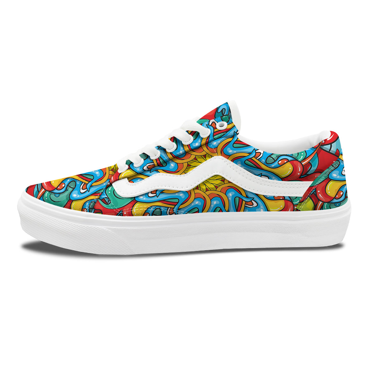 Multicolor Psychedelic Hippie Print Skate Shoes-grizzshop