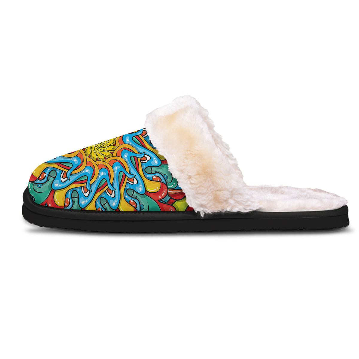 Multicolor Psychedelic Hippie Print Slippers-grizzshop