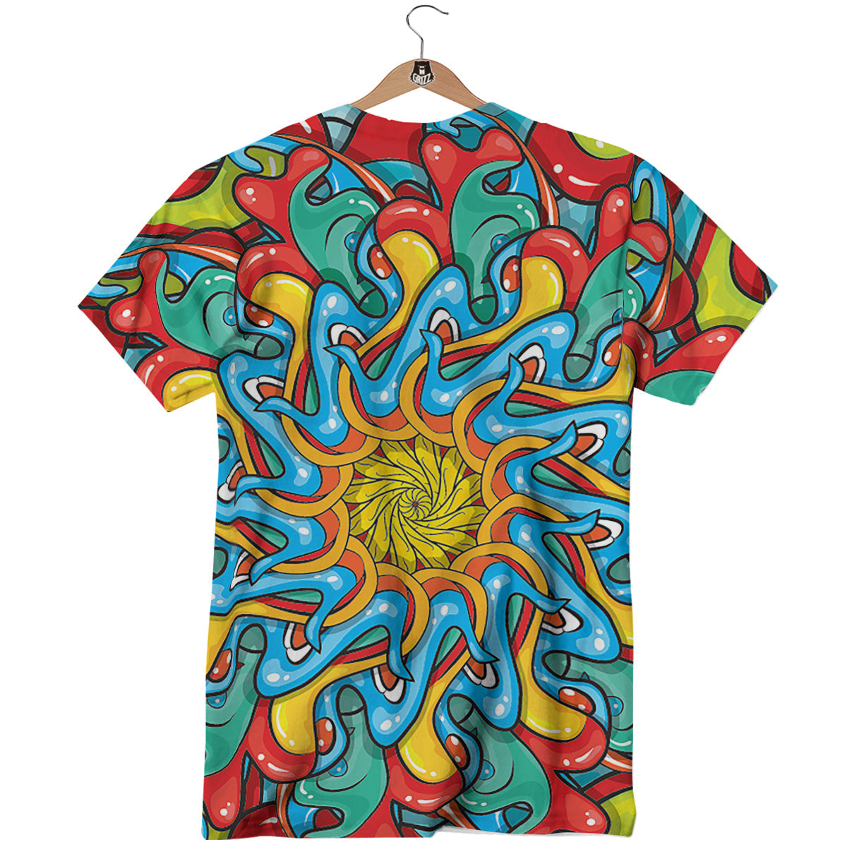 Multicolor Psychedelic Hippie Print T-Shirt-grizzshop