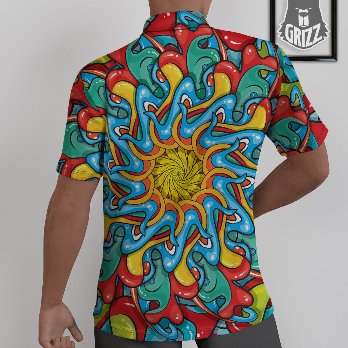 Multicolor Psychedelic Hippie Print Untucked Shirts-grizzshop