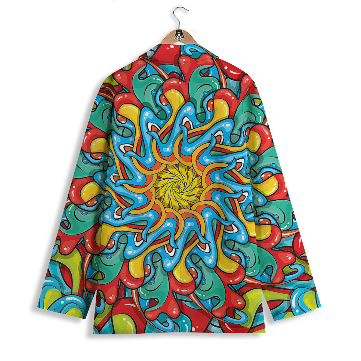 Multicolor Psychedelic Hippie Print Women's Blazer-grizzshop